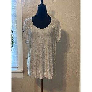 Vince Dolman Sleeve Heather Grey Semi Sheer Short Sleeve Lightweight Top Size M